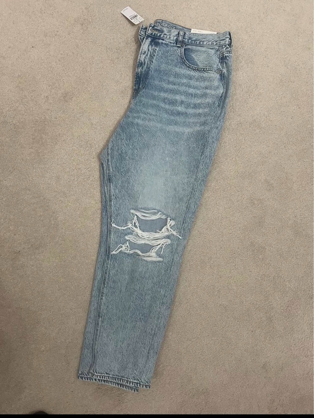 American Eagle Light Blue Distressed Mom Jeans